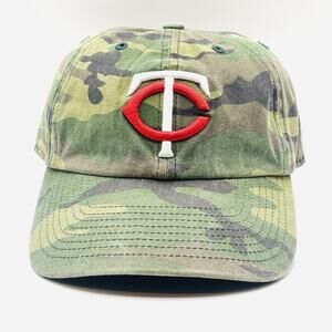 Minnesota Twins Hat Cap Men’s Green Camo MLB Baseball Strapback 47 Brand